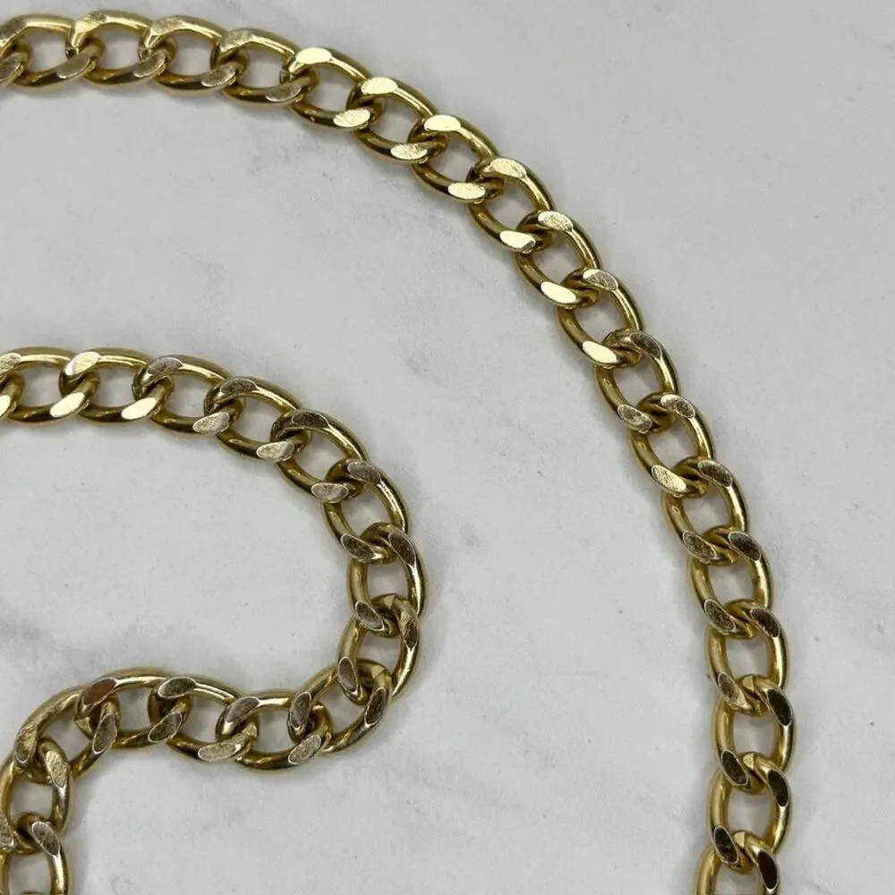 Guess Curb Chain Link Belt One Size (OS) Gold Tone G Logo Designer Y2K ✨